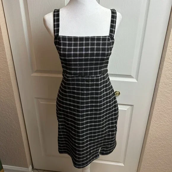 Hollister Women's Advanced Stretch Square-Neck Plaid Mini Dress Size XS
